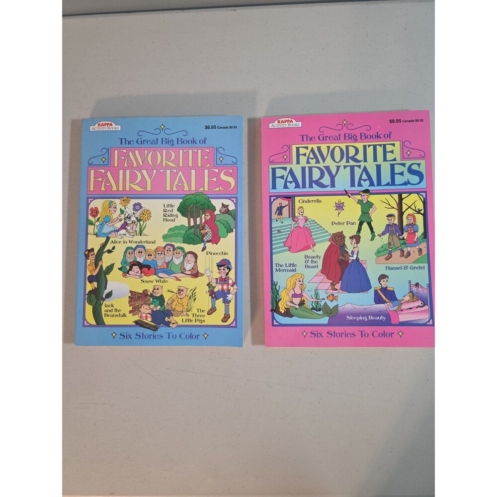 Vintage Lot Of 2 - 1997 KAPPA Activity Books Favorite Fairy Tales Coloring Book
